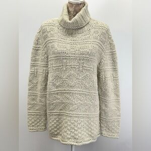 MODA INTERNATIONAL Textured Cream Turtleneck Sweater size XL